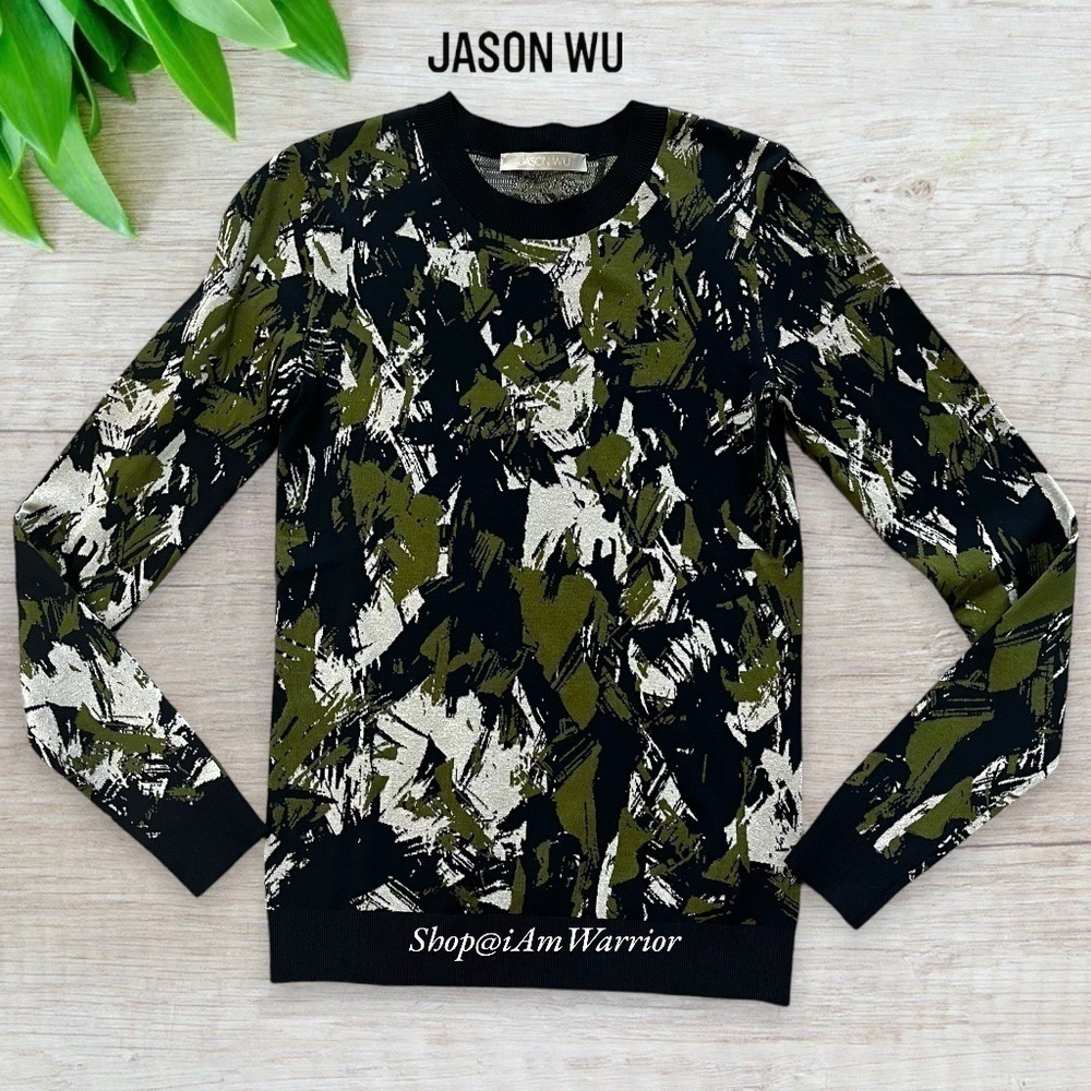 Jason Wu Abstract Crewneck Pullover In Navy, Basi… - image 8